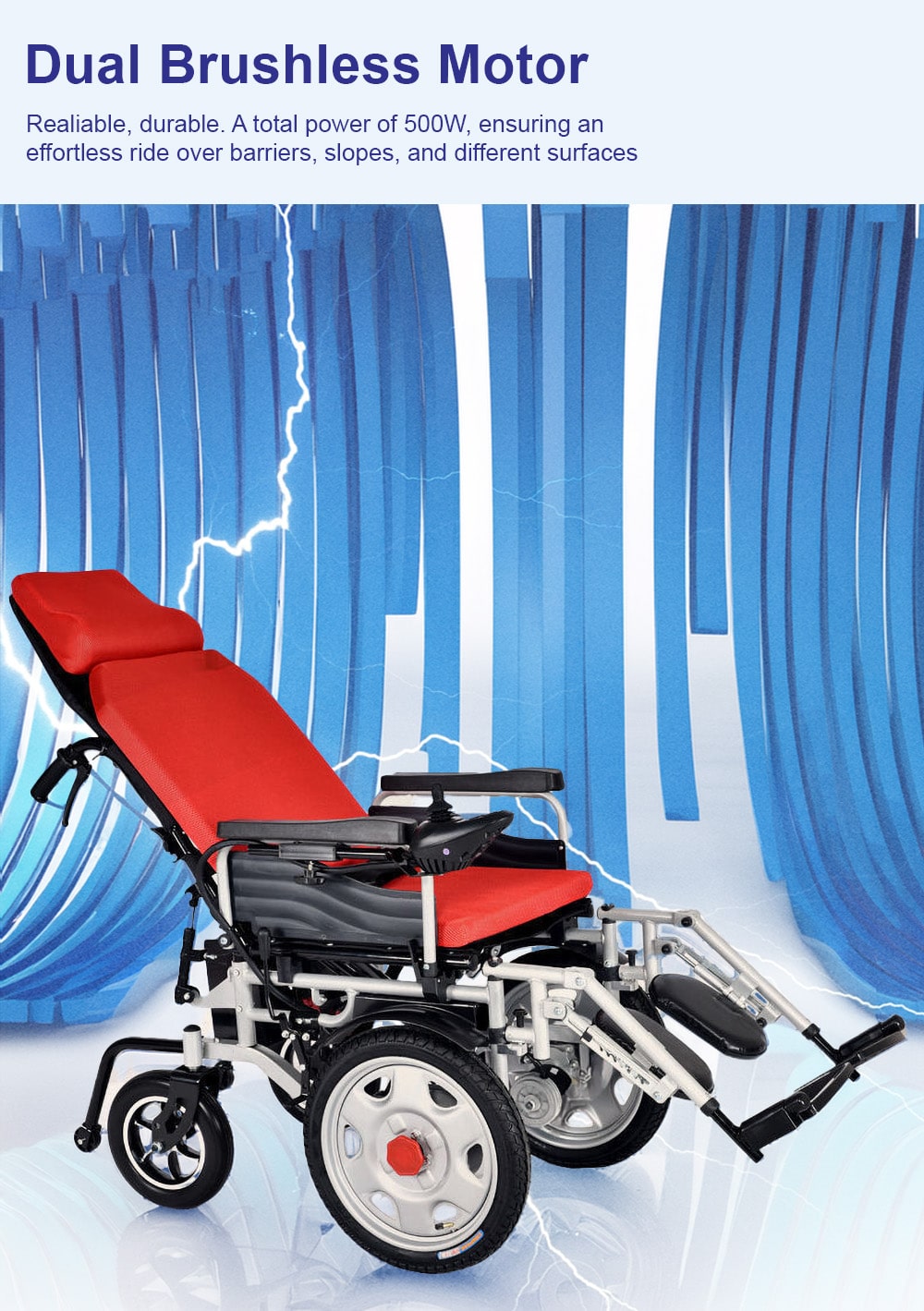 BME1025 आर्थोपेडिक व्हीलचेयर 500W पावर आउटपुट